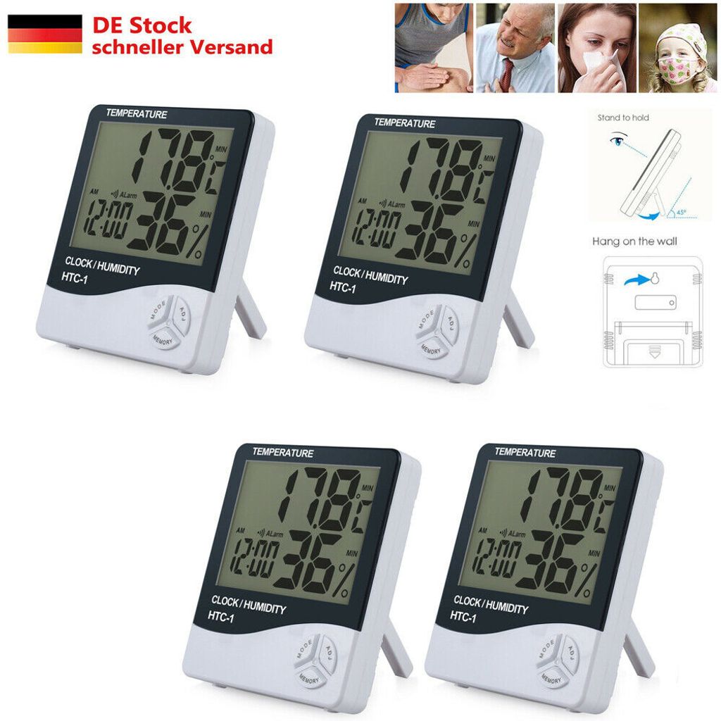 4 Stück Digital Temp Humidity Thermometer Hygrometer Luftfeuchtigkeitsmesser DE 