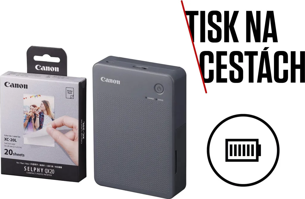 Imprimante Photo Portable Canon SELPHY Square QX20 Grise et 20 Feuilles