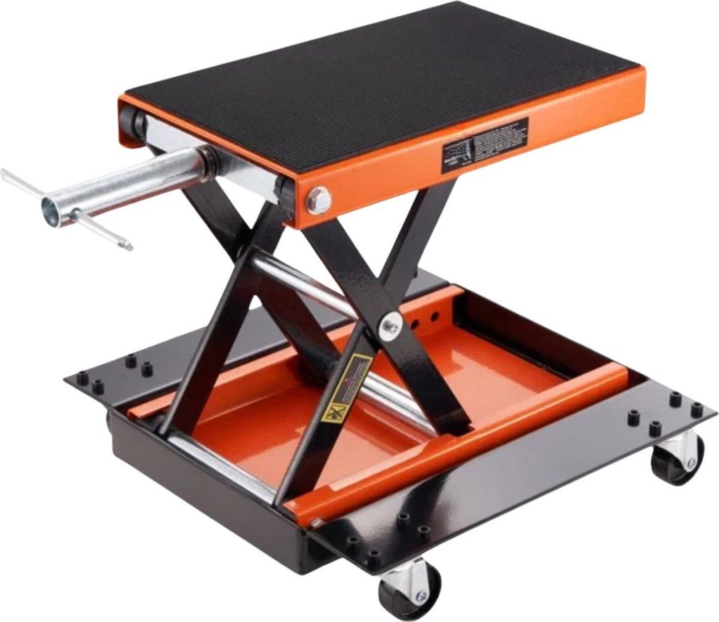 Motorradheber Deluxee – Motorheber auf Rollen – Motorrad Montageständer – Hydraulische Hebebühne – 120–390 mm Arbeitshöhe – 500 kg T...