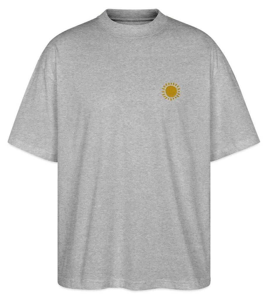 Spreadshirt Sonne In Stickoptik Für Gute Laune Und Sommerfeeling Oversize Uni T-Shirt, L, Grau meliert