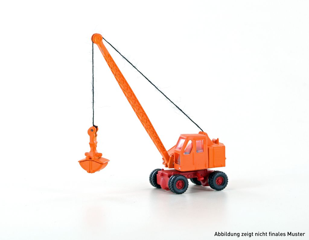 Lemke Minis LC4703 Spur N Fuchs F 301 Bagger, Gittermast m. Schaufel, orange/rot
