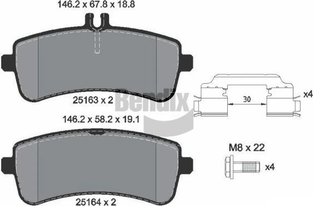 Plaquettes BENDIX BPD2228 Haute Performance OE 0004203502 AMG GT S-Class