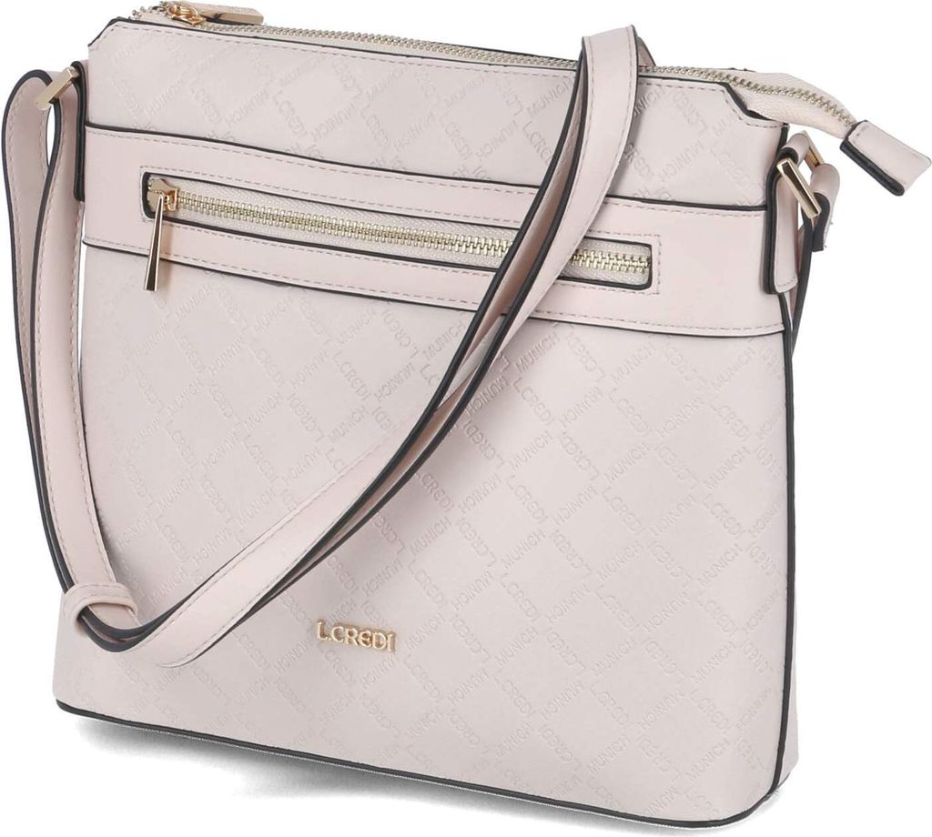 L.Credi Damen Umhängetasche Cross Body FILIBERTA Beige Gold Kunstleder vegan-