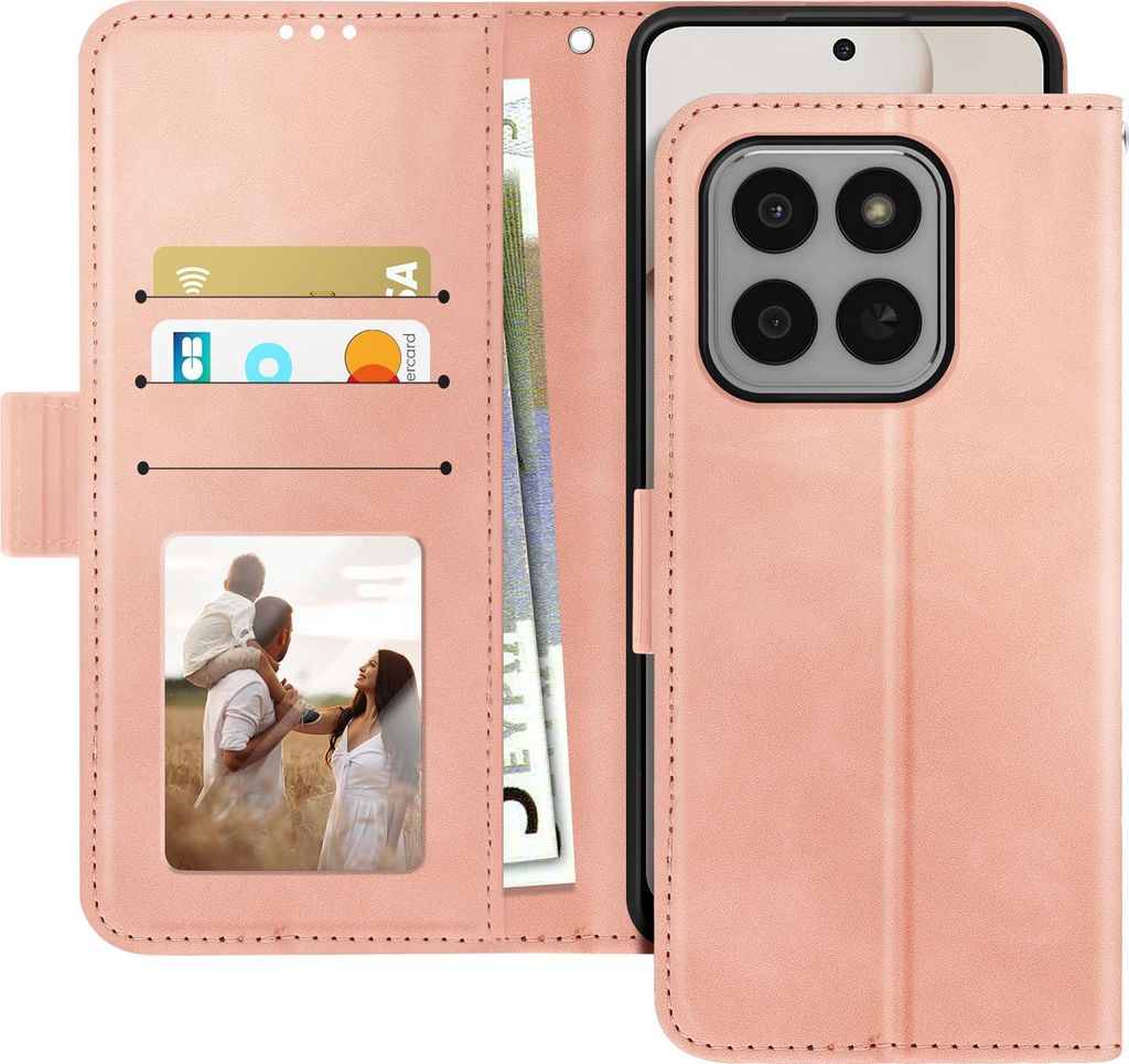 Avizar, Klappetui Honor 400 Smart Kartenfach abnehmbar Ständer, Rosa