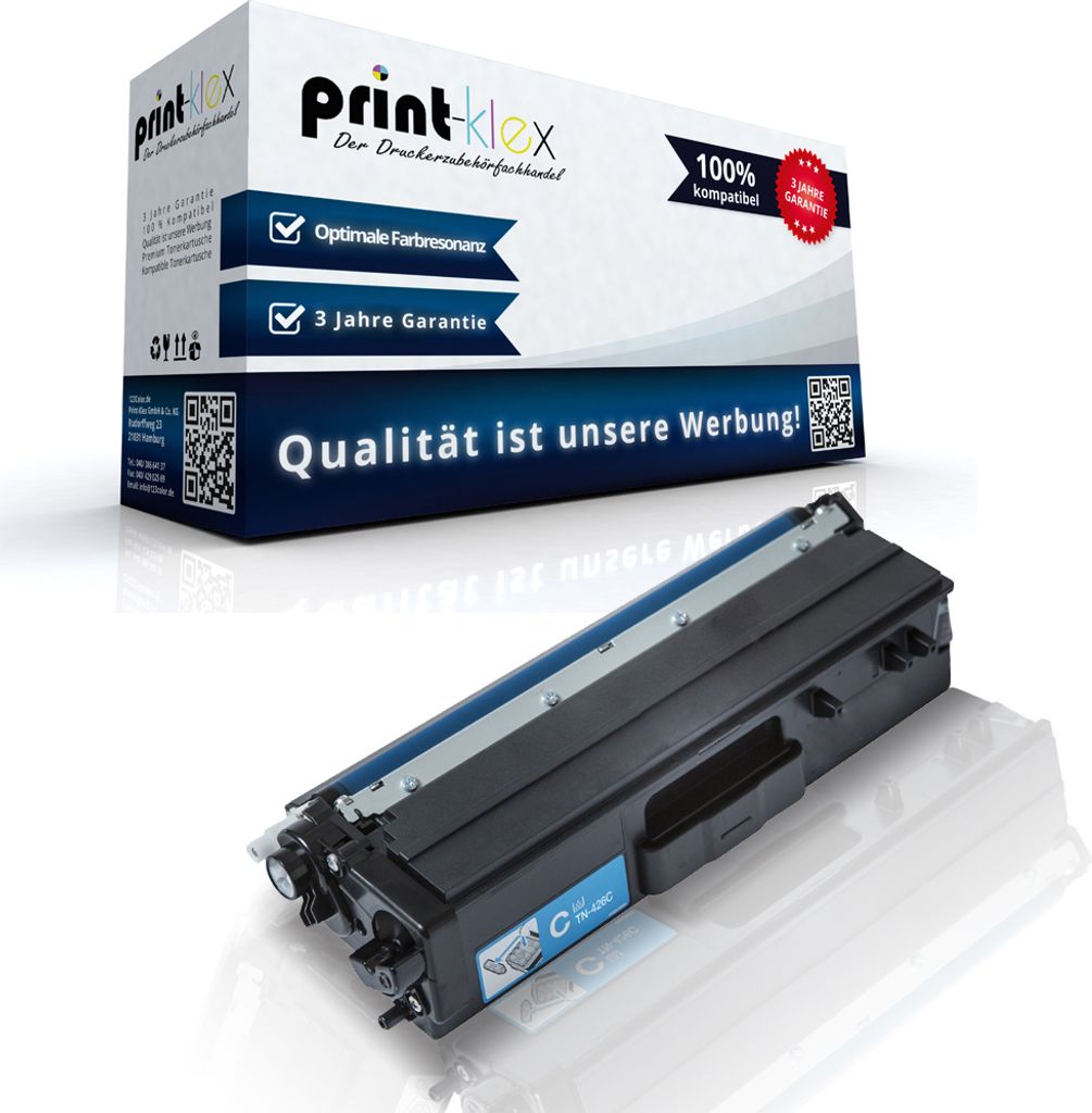 Print-Klex Kompatible Tonerkartusche kompatibel mit Brother MFC-L8690CDW MFC-L8900CDW TN 423C TN423C TN-423 C Blau Cyan - Color Plus Serie