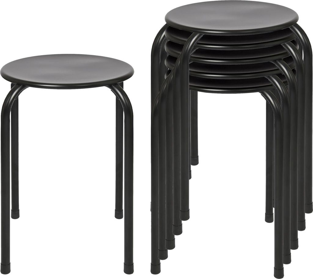 Harbour Housewares Stapelhocker aus Metall – Mattschwarz – 6er-Pack