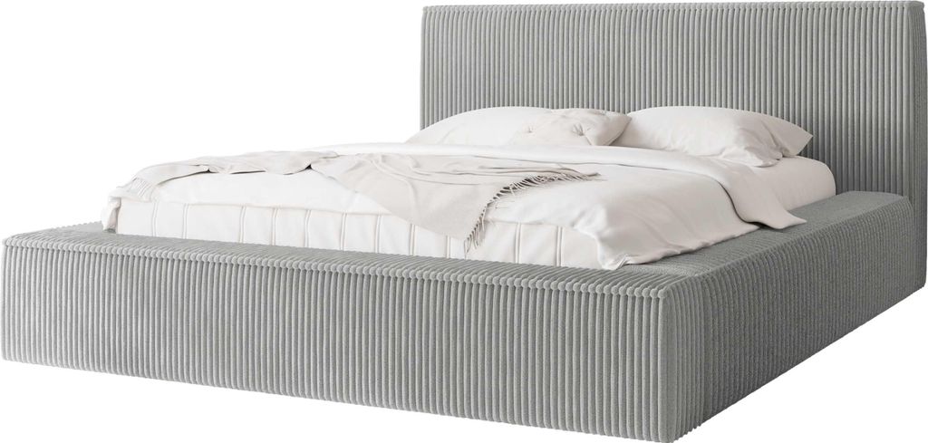 MIRJAN24 Polsterbett Glexi, Doppelbett mit Bettkasten für die Bettwäsche, Leistenlattenrost aus Laubholz (Farbe: Top Sztruks 90, Größe: 180x200...