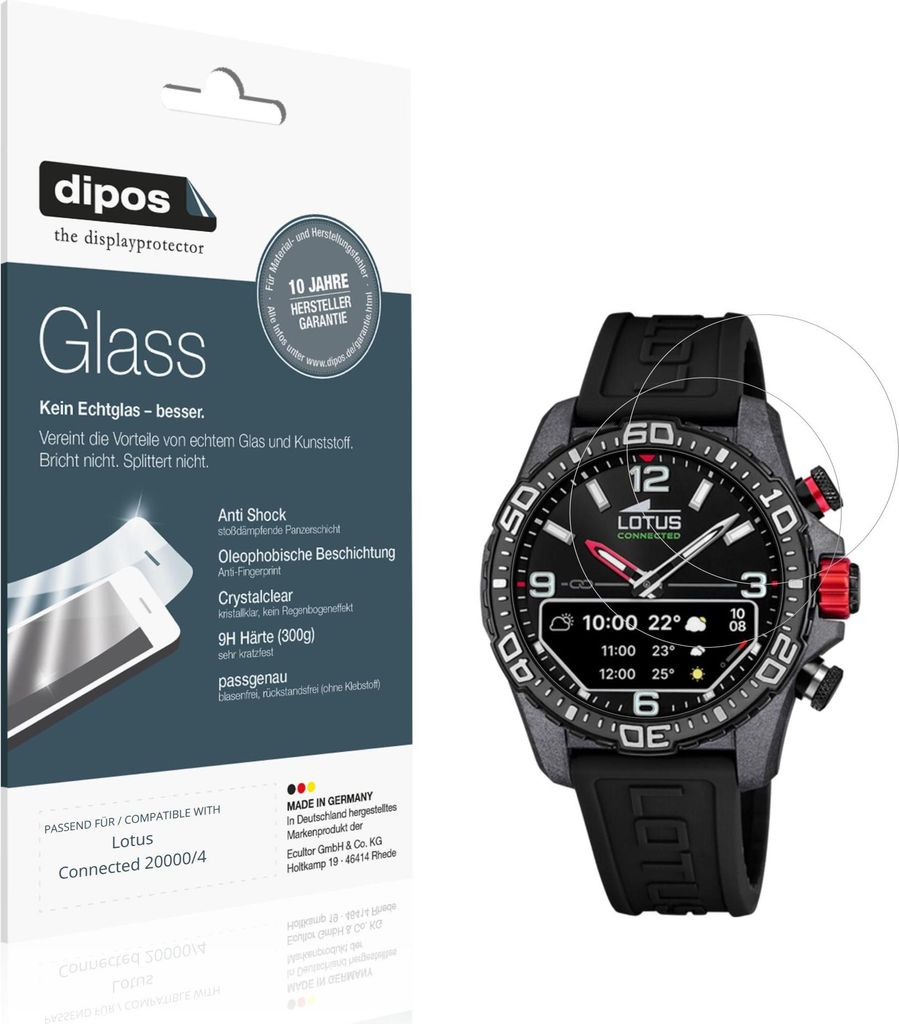 2x Schutzfolie für Lotus Connected 20000/4 - Anti-Shock 9H Folie dipos Glass Kunststoffglas
