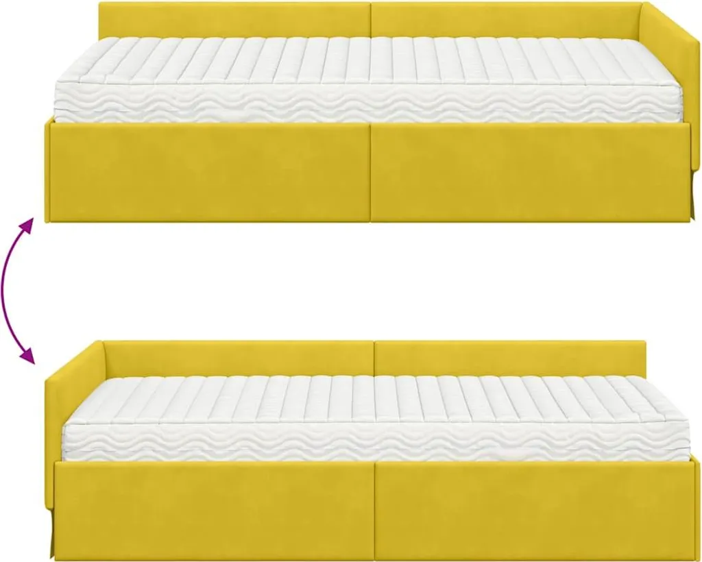 Lit d'angle gain de place en velours vert avec matelas inclus, ensemble - 10