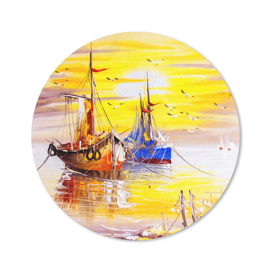 MuchoWow Mauspad Mousepad Malerei - Boot - Wasser - Ölfarbe 30x30 cm - Mousepads - Maus Mat - Pad - Mausunterlage - Tischunterlage - Schreibtisc...