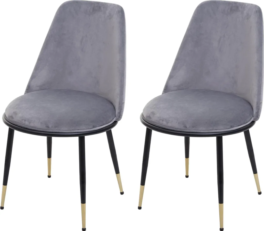 Chaises salle à manger en velours gris et pieds métal noir lot de 2