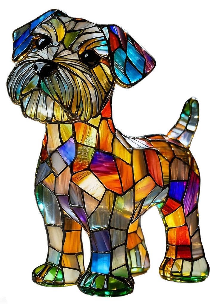 Buntglas-Hundelampe, USB-betrieben, Retro-Tischlampe aus Kunstharz mit Regenbogen-Hundemotiv, niedliches Welpen-LED-Nachtlicht für Schlafzimmer, S...