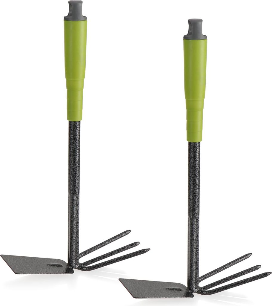 com-four 2x Doppelhäckchen, Gartenwerkzeug, 2 in 1 Hacke für Unkrautentfernung
