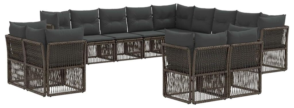 vidaXL Gartensofa-set 13 pcs Grau Poly-Rattan
