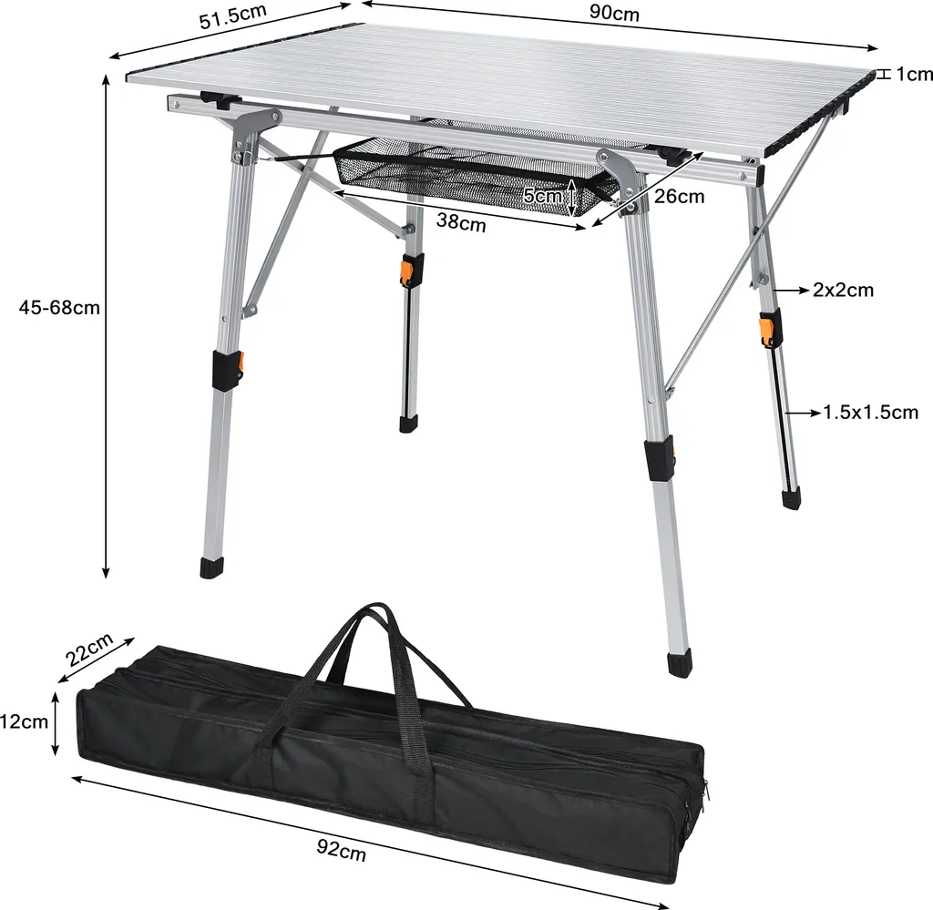 Table pliante de camping stable et compacte avec hauteur réglable - 19