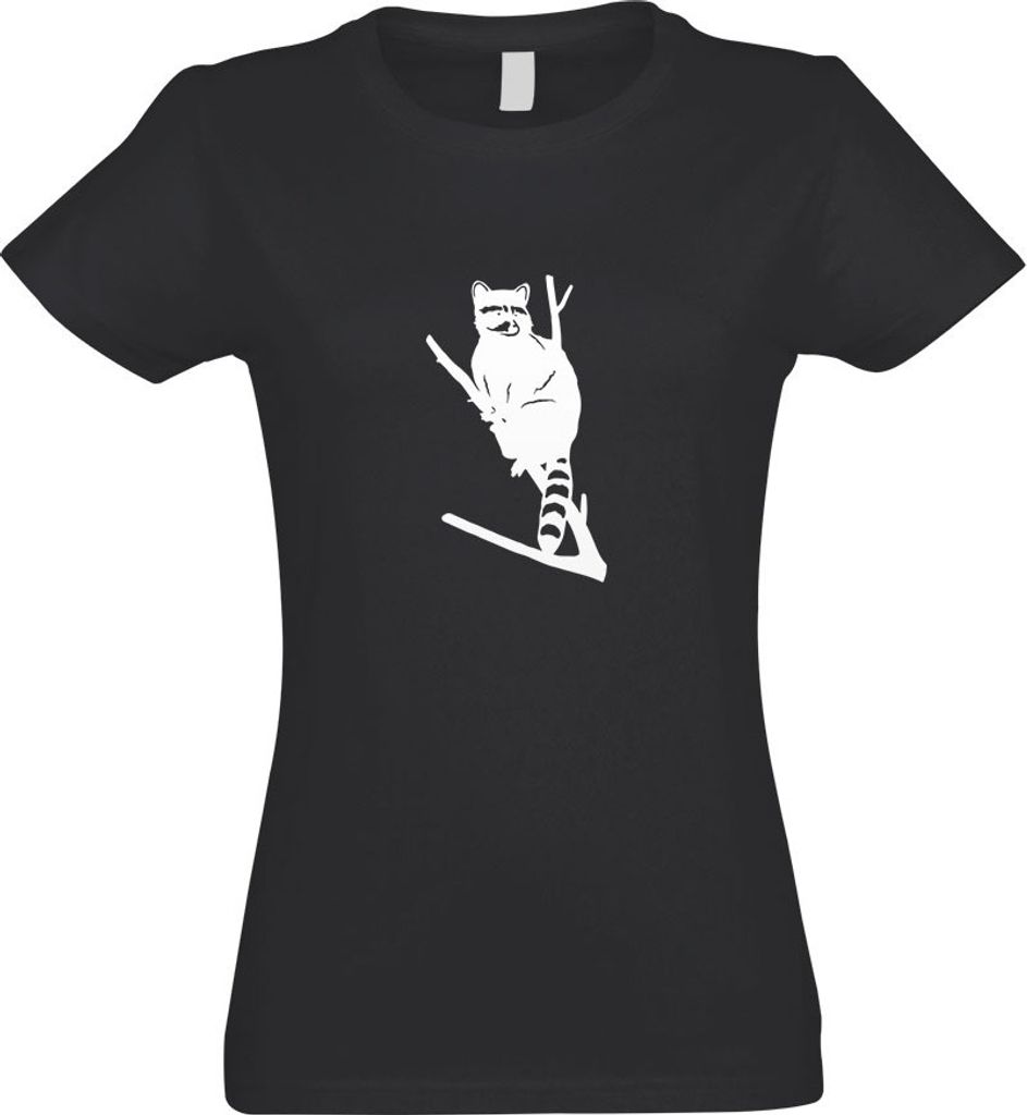 Kiwistar - T-Shirt tailliert - Damen - Graphit - Waschbär Motiv 1 - Pelz - mit Motiv Bedruckt - Funshirt Design - Sport - Freizeit - Damen - S