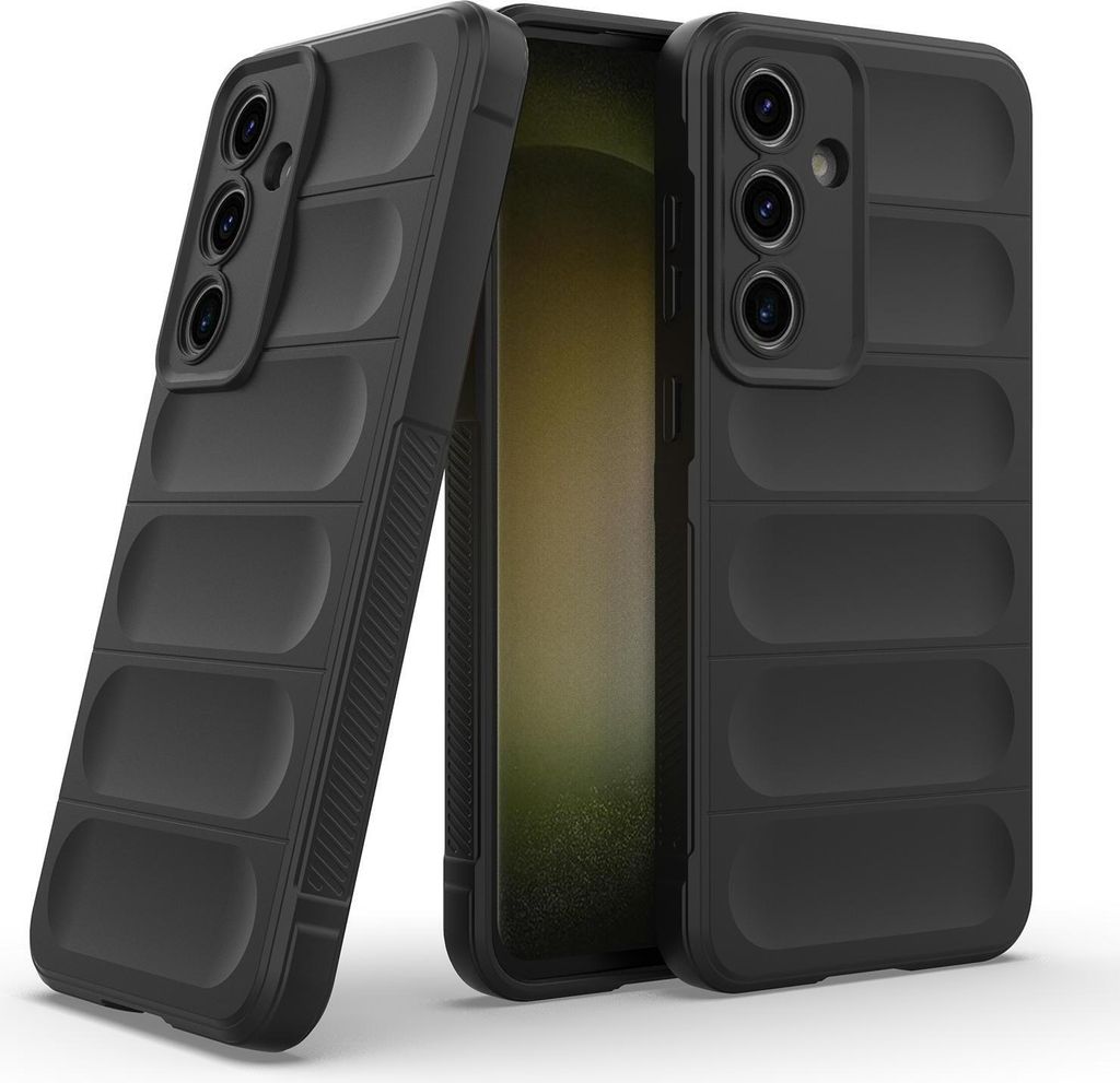 Handy Hülle für Samsung Galaxy S24 FE Grip Case Cover Schutzhülle Softgrip Farbe: Schwarz