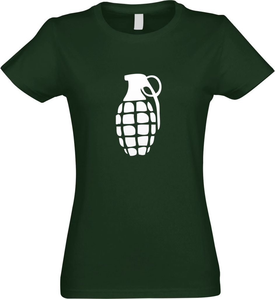 Kiwistar - T-Shirt tailliert - Damen - flaschengrün - Handgranate - mit Motiv Bedruckt - Funshirt Design - Sport - Freizeit - Damen - M
