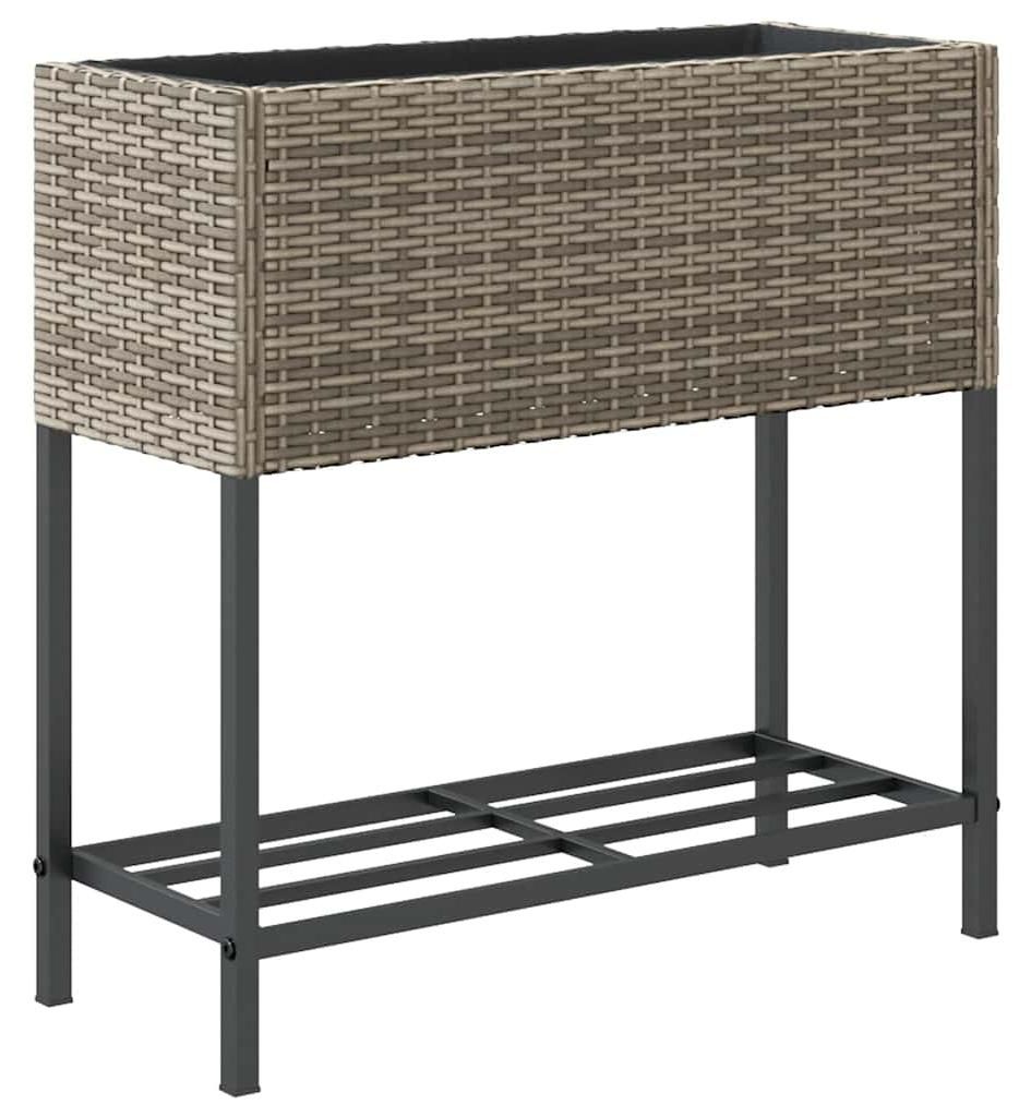 vidaXL Fioriera con ripiano in poly rattan grigio Immagine del prodotto 