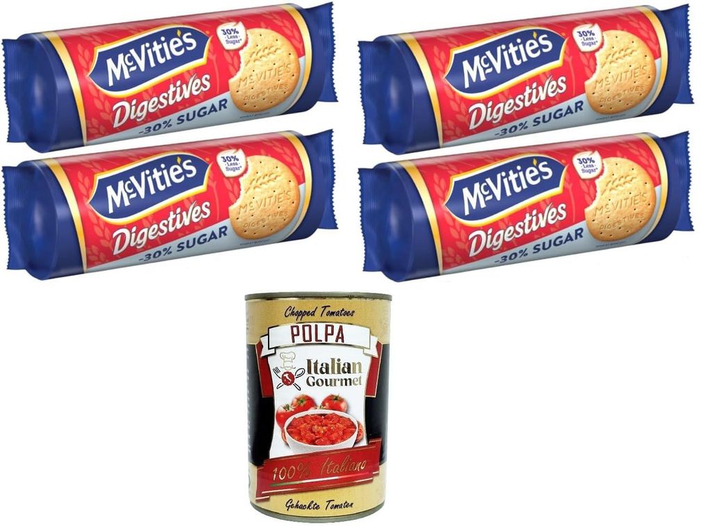 Mc-Vitie's Digestives Kekse 30% Weniger Zucker 4x 300g + e Italian Gourmet Polpa 400g