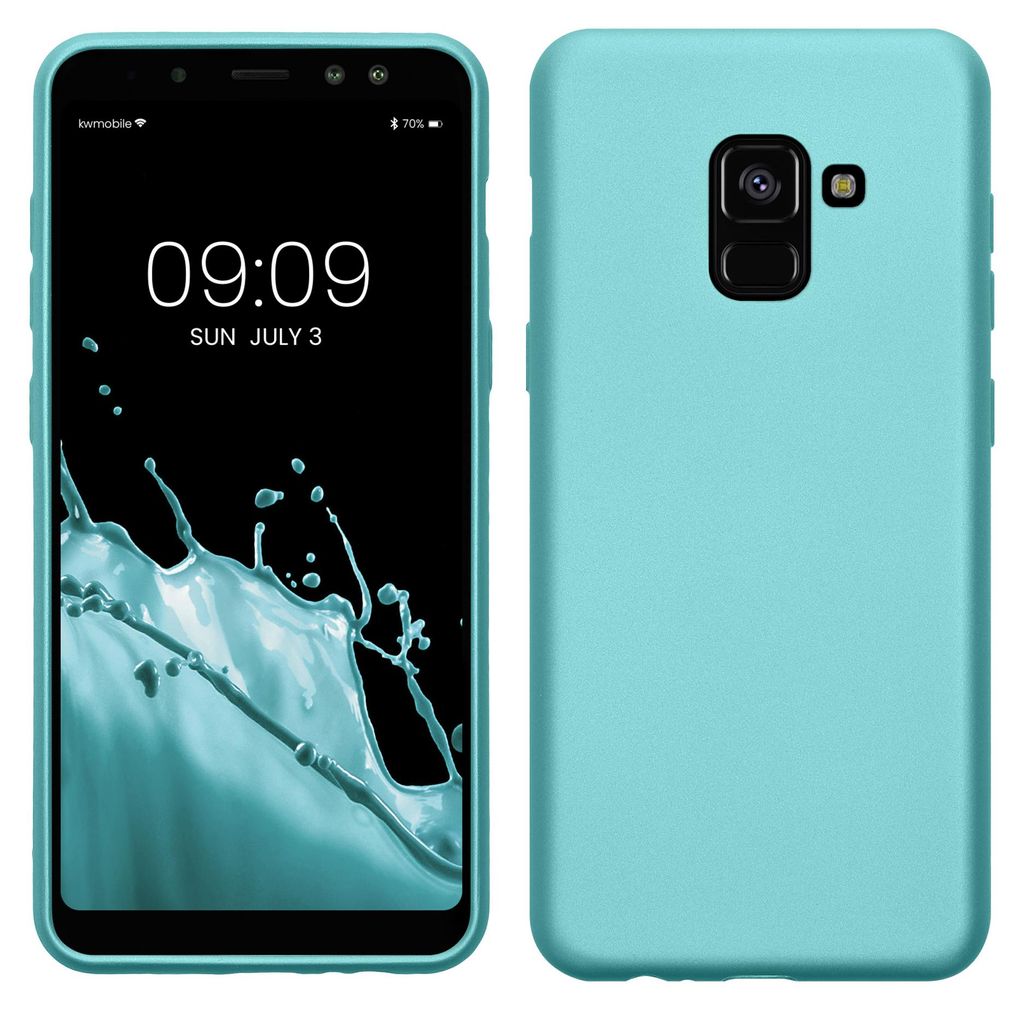 kwmobile Handyhülle für Samsung Galaxy A8 (2018) Hülle - Silikon Case metallisch schimmernd - Schutzhülle Cover - Metallic Mintgrün