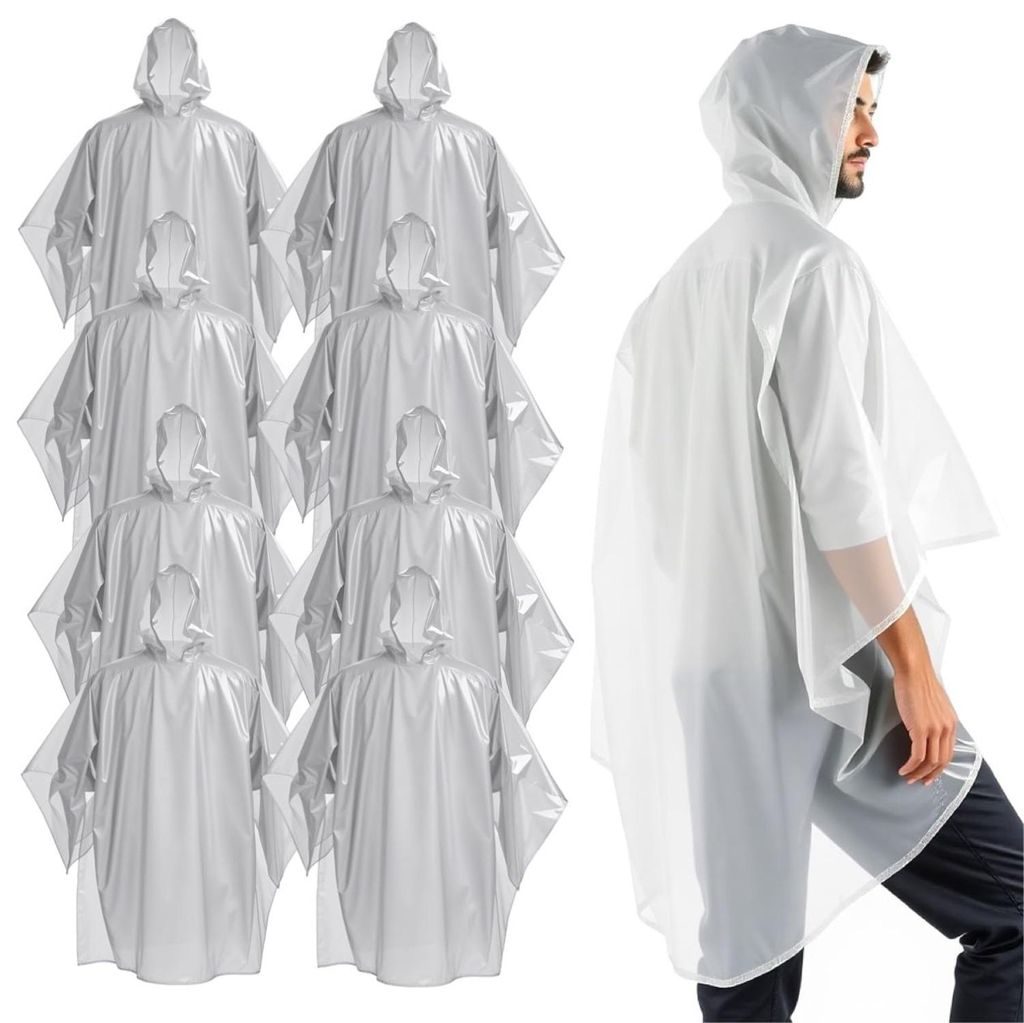 6x Einweg Regenjacke & Regenponcho mit Kaputze - Einmal Produktbild 