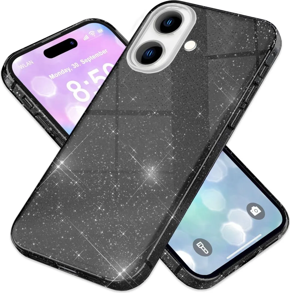Cover iPhone 16 Cristallo Scintillante Fumè - Protezione Lusso Online