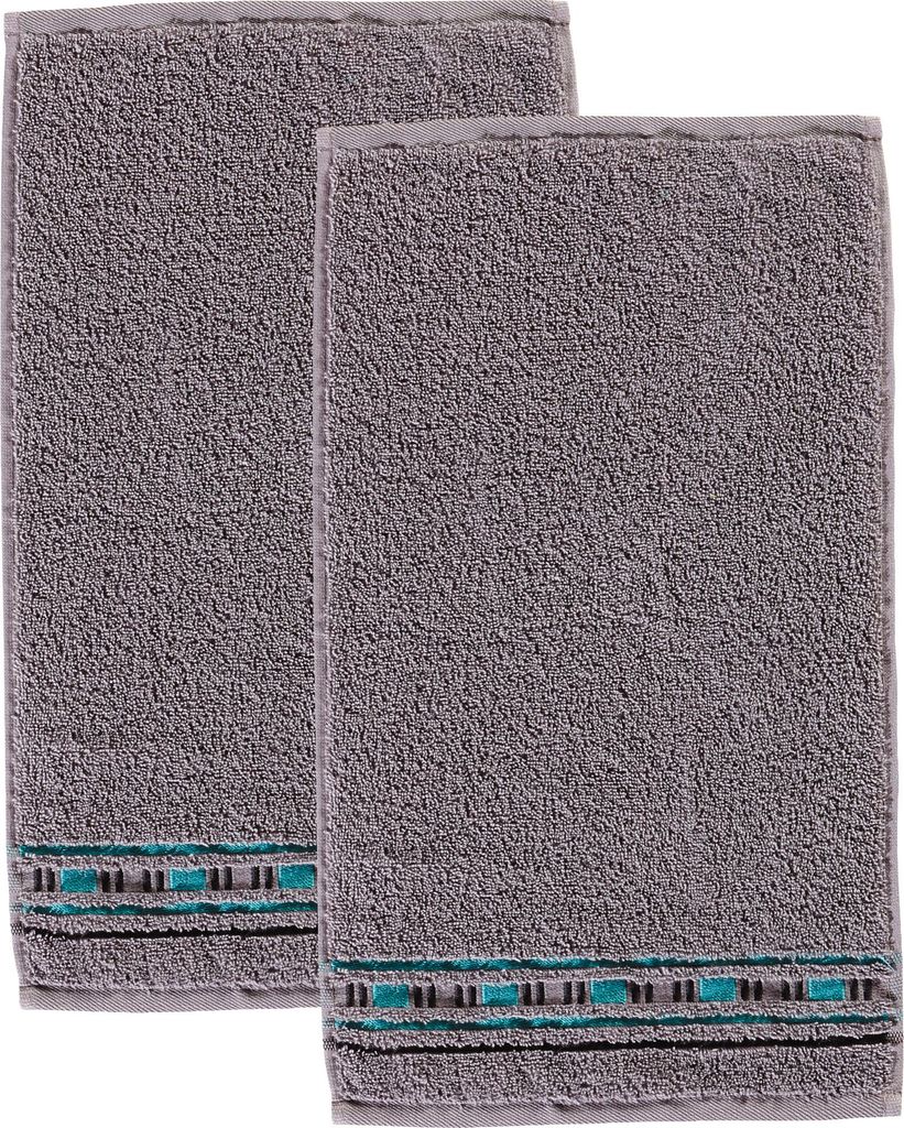 Erwin Müller Gästetuch Achern" 2er-Pack grau/türkis 30x50 cm"