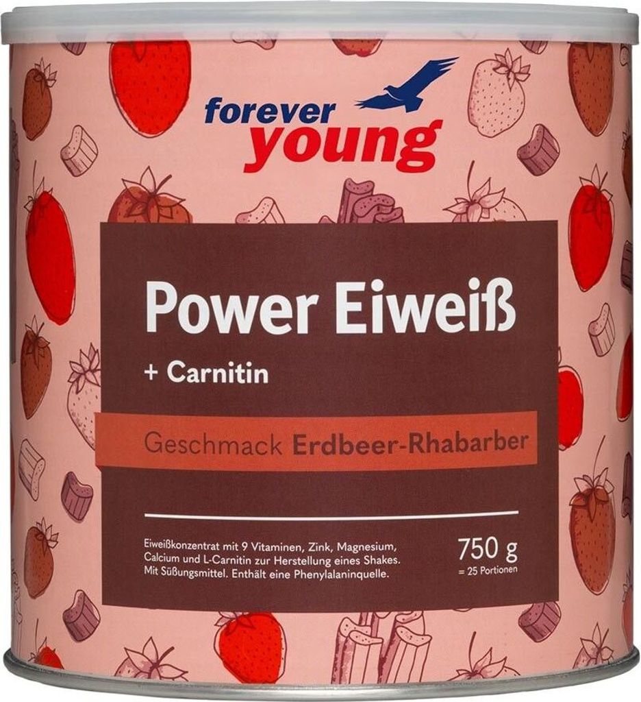Forever Young Dr. Strunz Power Eiweiß Plus – 750 g Erdbeer-Rhabarber