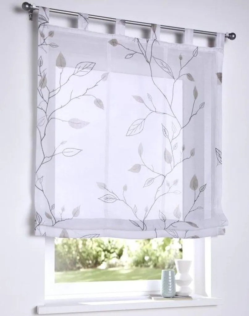 Voilage 80 x 140 cm blanc gris fin et léger haute transparence