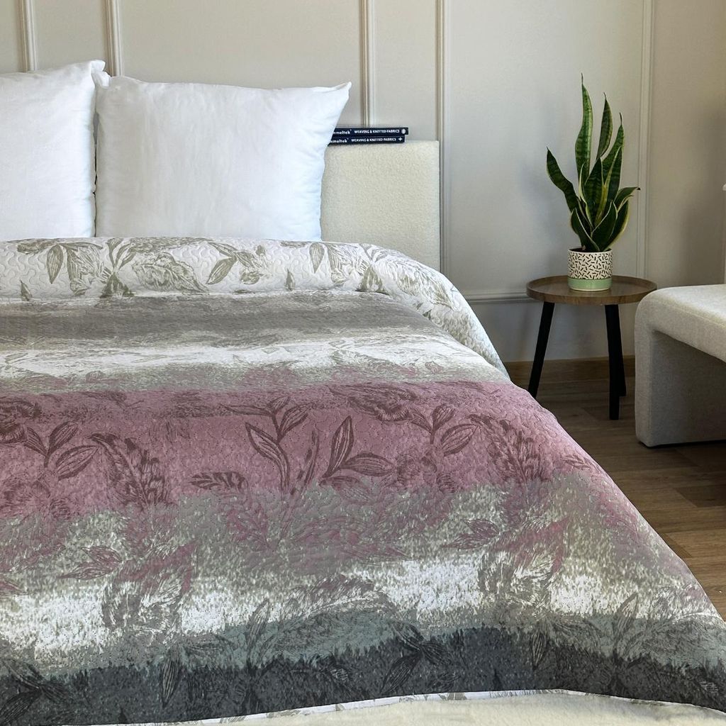 Tagesdecke Zweiseitige Bettüberwurf Allzweckdecke Steppdecke TAVIRA Sofa Bett Decken XXL Grau Rosa 220x240cm