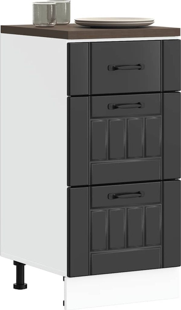 Möbel Küchen-Unterschrank Lucca Schwarz Holzwerkstoff - Küchenschränke 854231
