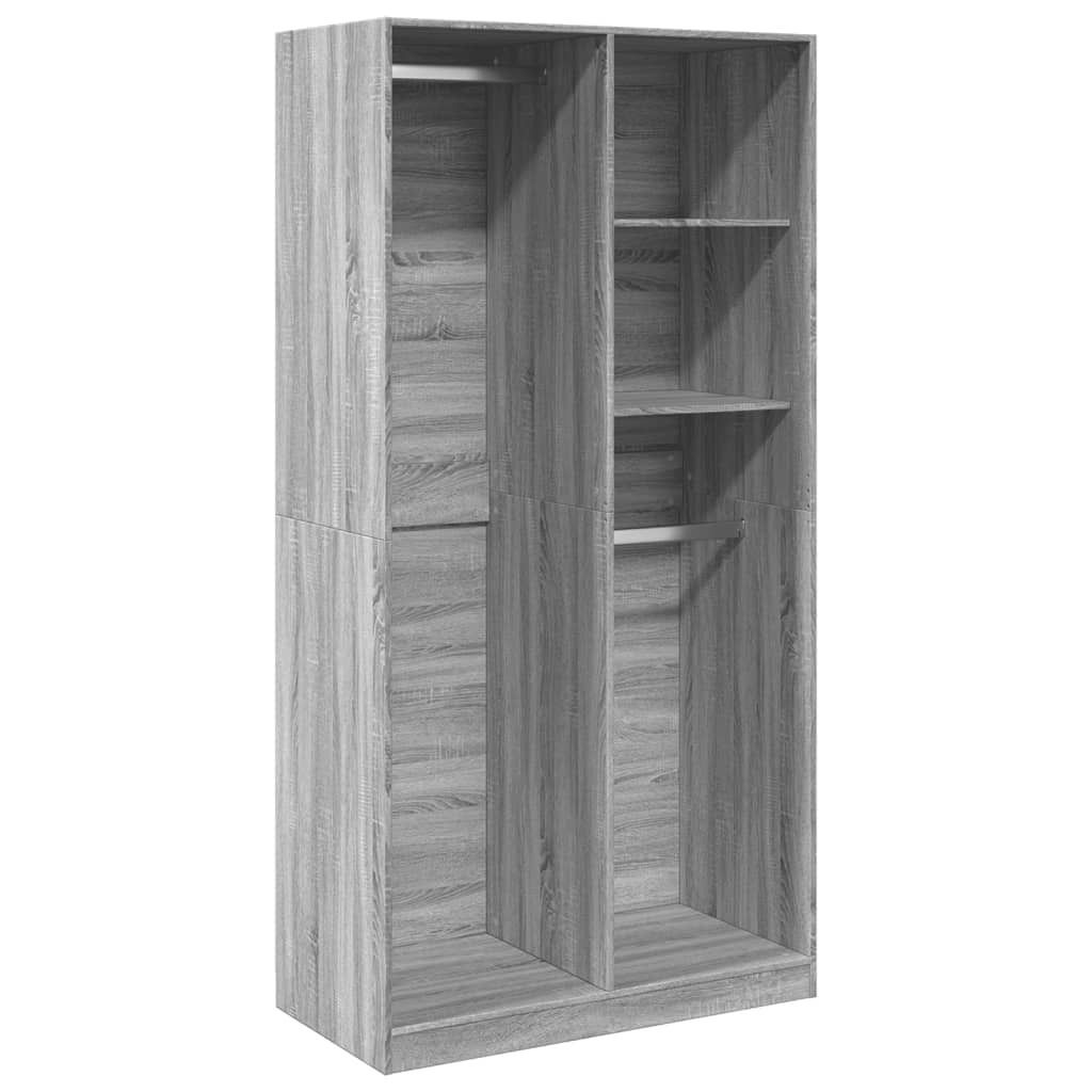vidaXL Kleiderschrank Grau Sonoma 100x50x200 cm Holzwerkstoff
