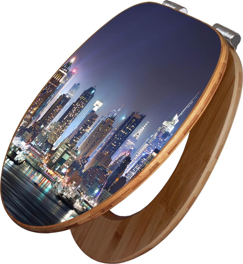 banjado Design WC Sitz Bambus Absenkautomatik -New York - Toilettendeckel mit Absenkautomatik Holz/hochwertiger Bambus Klodeckel/WC-Sitz für alle ...