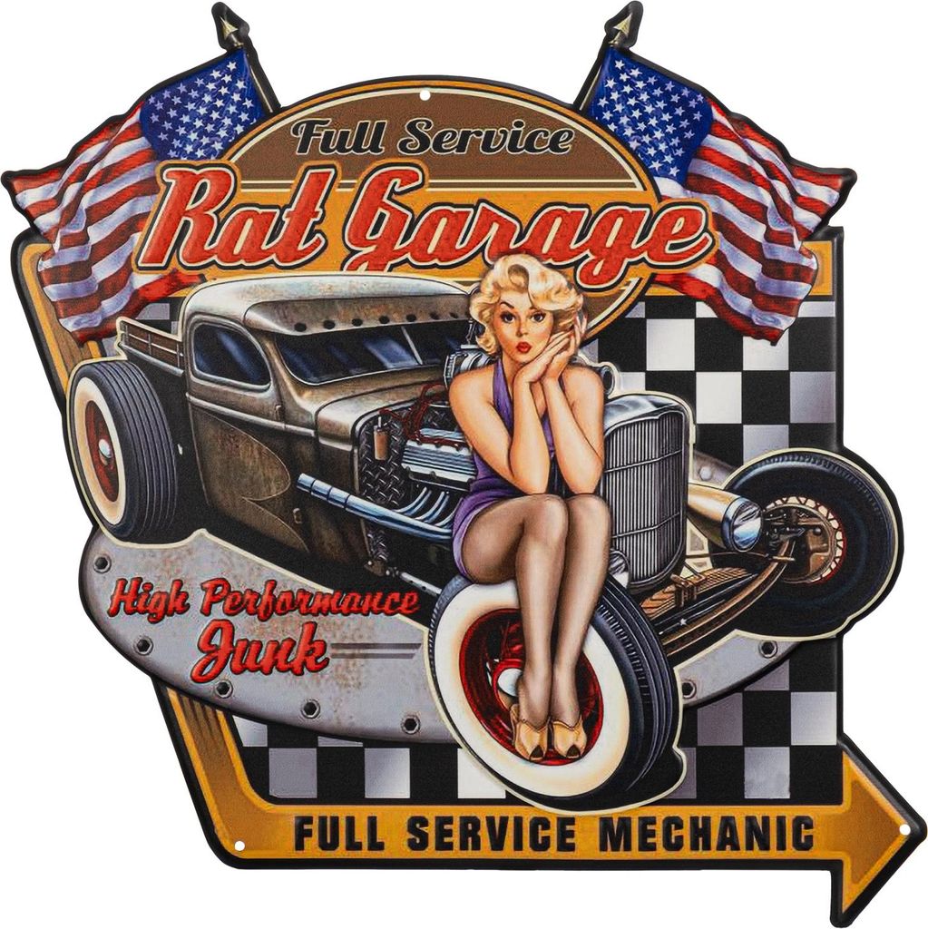 Moritz Blechschild 40 x 40 cm Mechaniker Garage Auto Oldtimer USA Frau Deko Metallschild Retro Vintage Retro Sprüche lustig