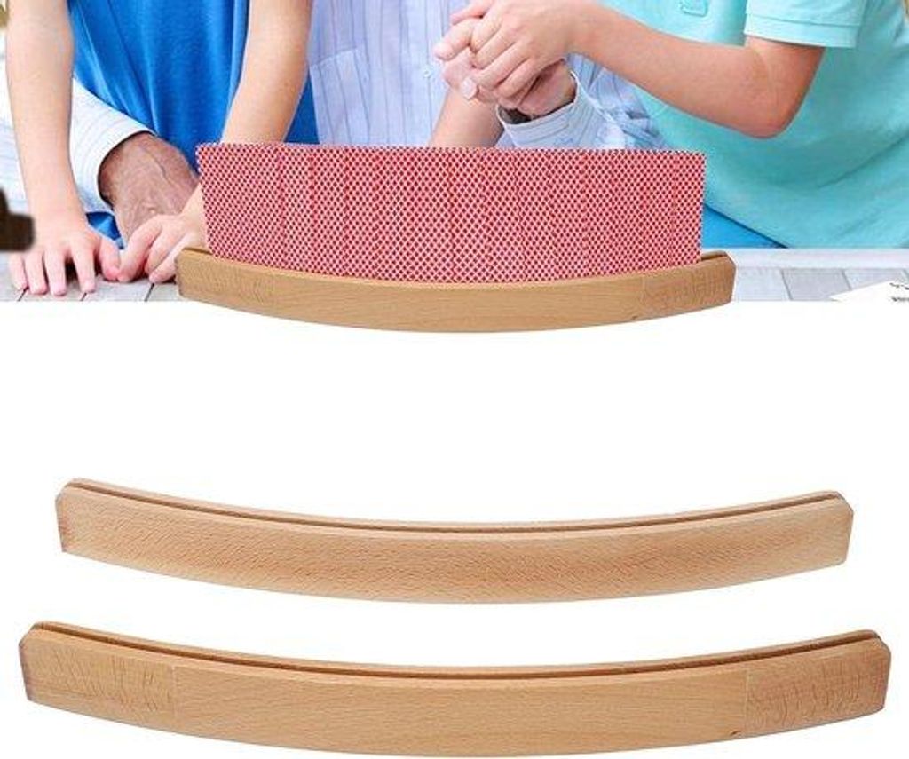 Holz-Kartenhalter 2-teilig Kurven-Design für Pokerkarten