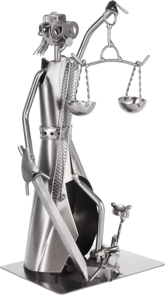 Statue Décorative Justice en Métal Argenté pour Cabinet de Juge et Droit
