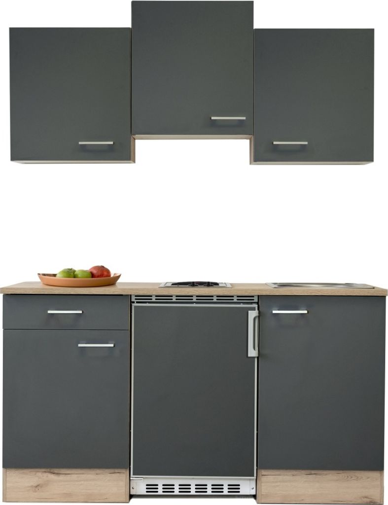 Singleküche mit E-Geräten - 150 cm breit - Basaltgrau Matt Produktbild 