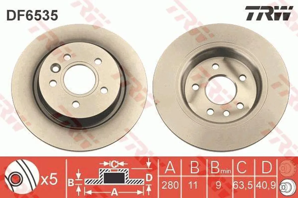 Disque de frein TRW DF6535 idéal pour l'entretien et la sécurité Volvo V40