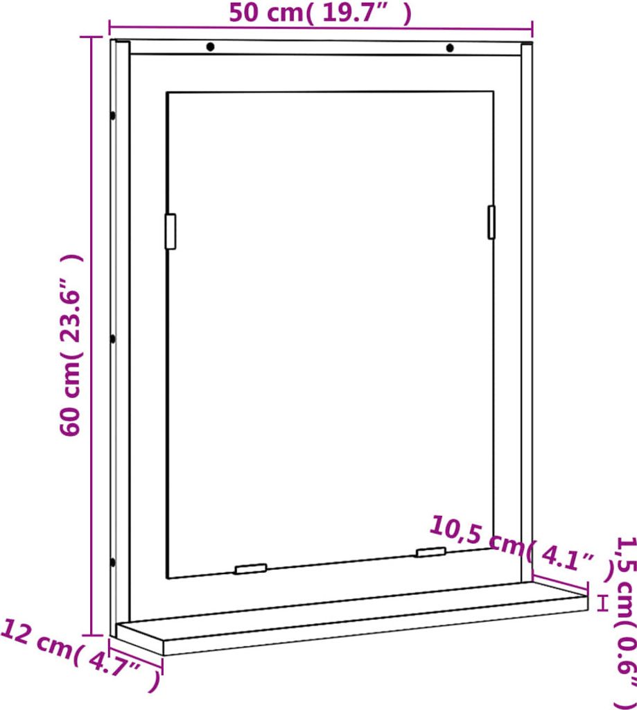 vidaXL Koupelnové zrcadlo s poličkou Sonoma dub 50x12x60 cm Obrázek produktu 3