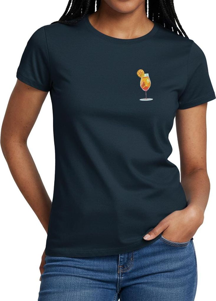 Spreadshirt Sommerlicher Aperol Cocktail Frauen T-Shirt, L, Navy