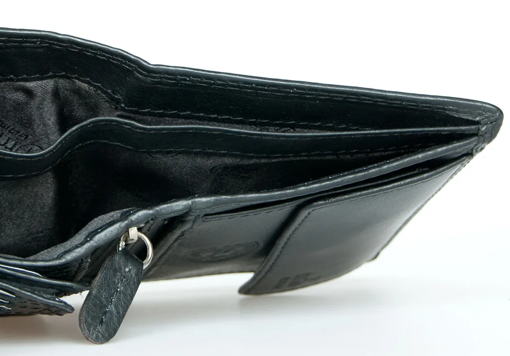 Portefeuille cuir noir anti-piratage RFID sans logo pour protéger vos données - 5