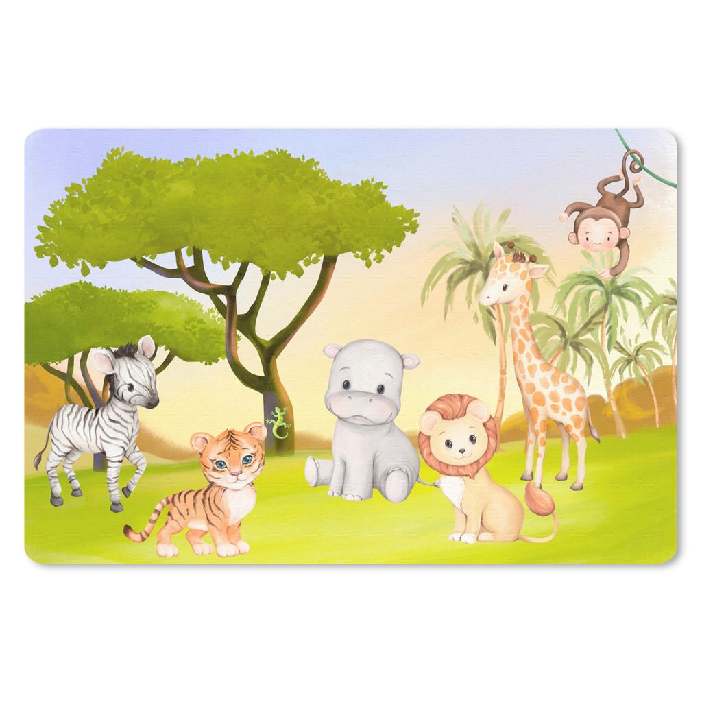 MuchoWow Mauspad Mousepad Dschungel - Tiere - Kind 27x18 cm - Mousepads - Maus Mat - Pad - Mausunterlage - Büroartikel - Desk Matten