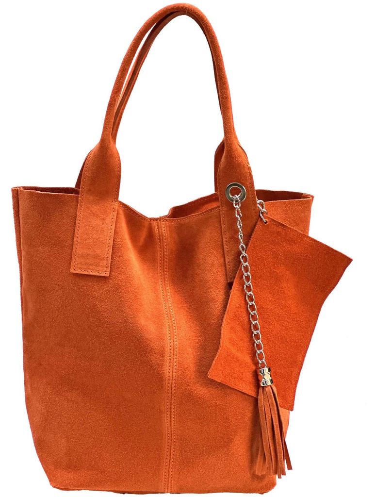 Große Beutel Wild Leder Tasche Shopper Henkel Schulter Tasche 30704 Papaya