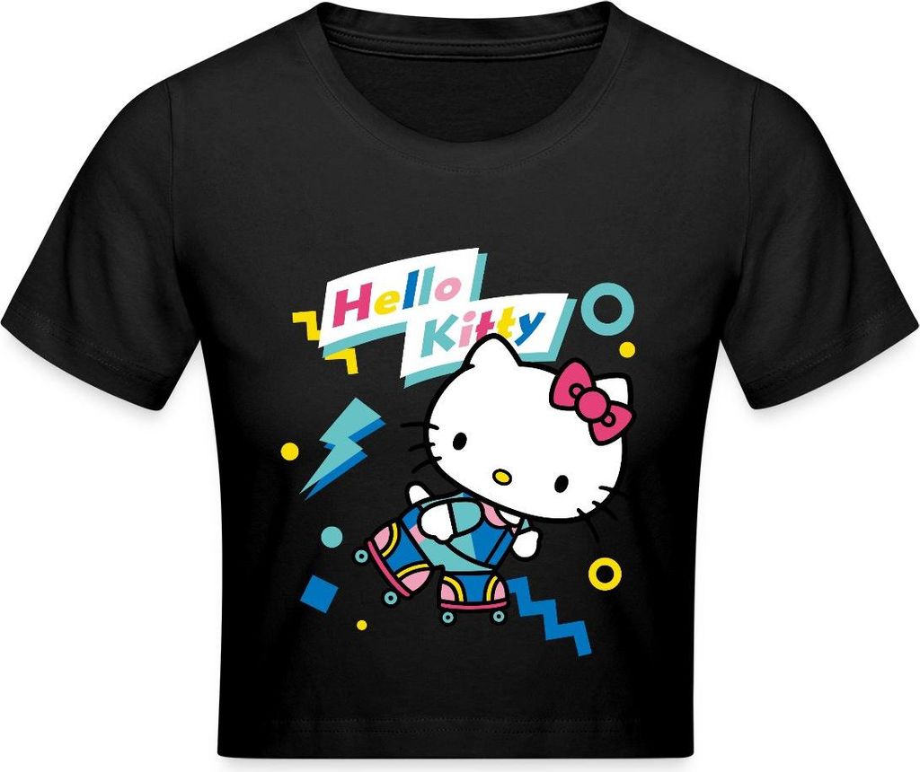 Spreadshirt Hello Kitty 90er Stil Mit Rollschuhen Crop Top, Produktbild 