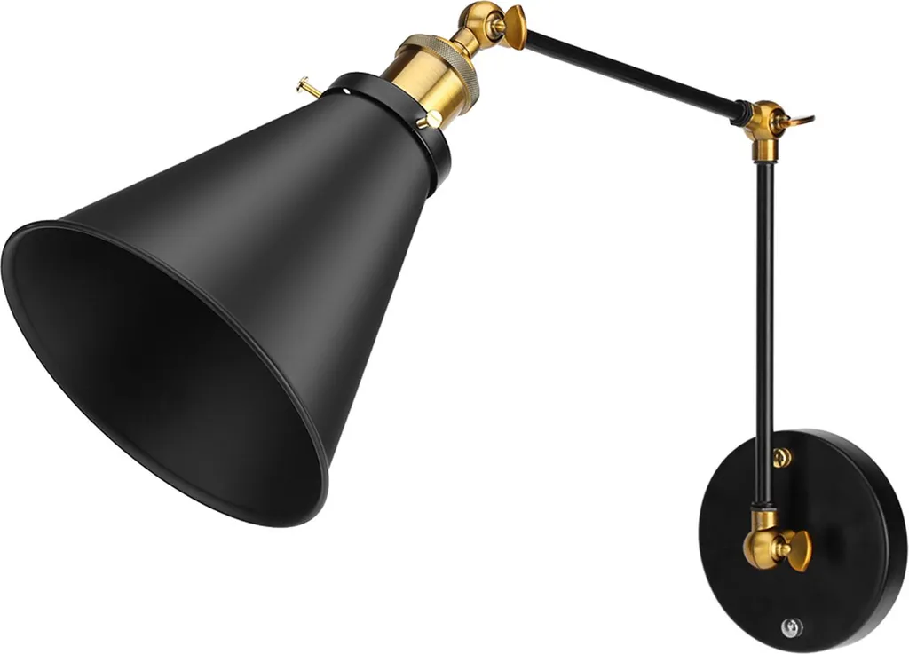 Luminaire industriel réglable avec bras articulé en acier noir mat
