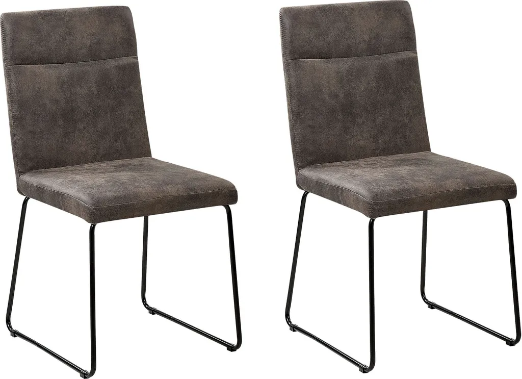 Chaise Salle à Manger Confortable Grise Antitache Pieds Métal - Lot de 2