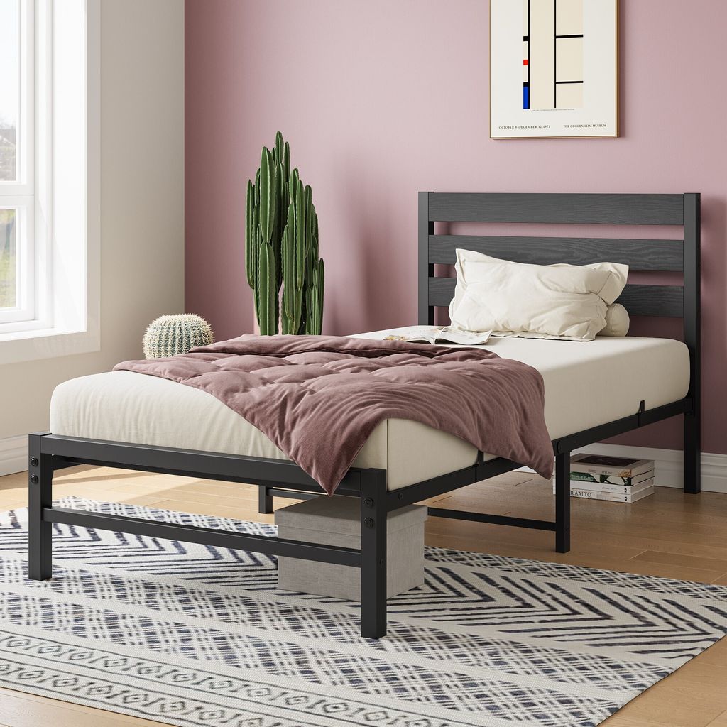 Postel STILVORA, kovová, rozměr 90×200 cm, s čelem z MDF a Obrázek produktu 