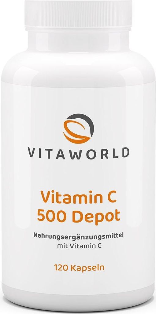 Vitaworld Vitamin C 500 Depot | 120 Kapseln | mit Langzeitwirkung | hochdosiert | vegan