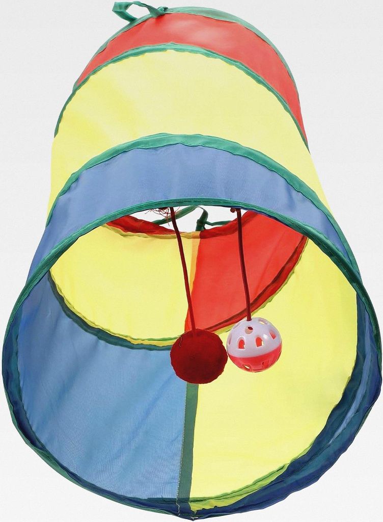 Katzenspielzeug Spieltunnel Regenbogen Tragbarer Katzenlabyrinth Zwei Wege Tunnel Haustierbedarf Katzenhaus Bett Interaktives Katzen für Indoor